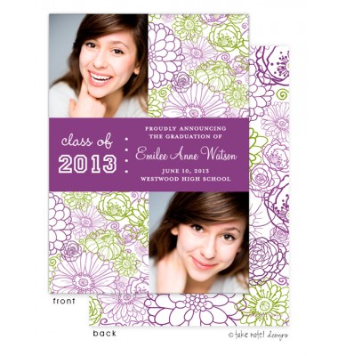 Graduation Photo Invitations, Spring Floral Purple, take note! designs 